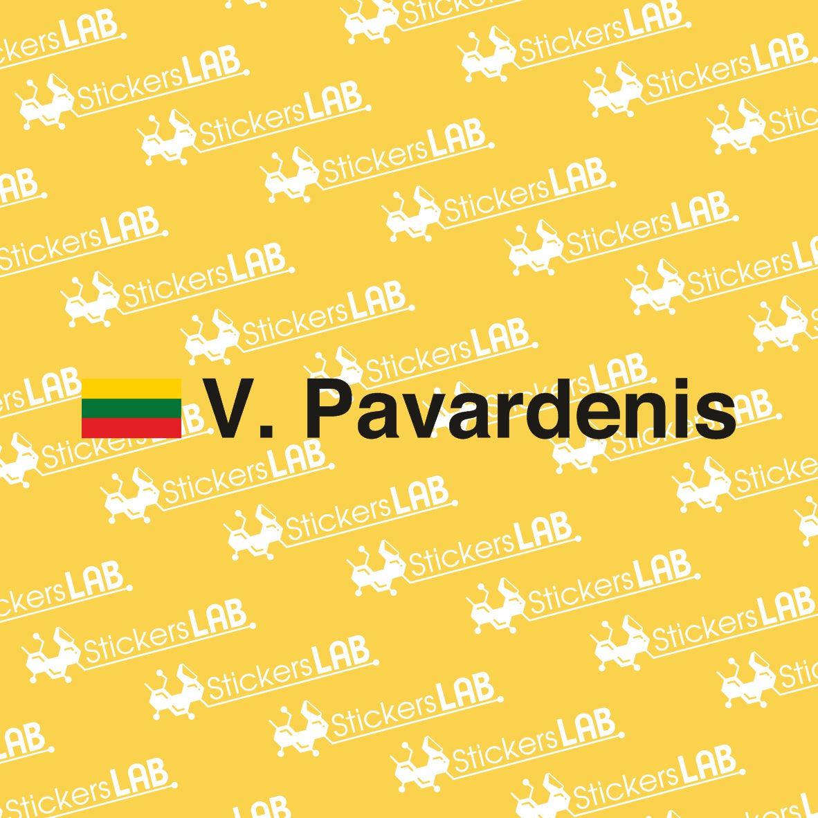 Pavardė su šalies vėliava lenktynių automobiliui (komplektas) - StickersLAB