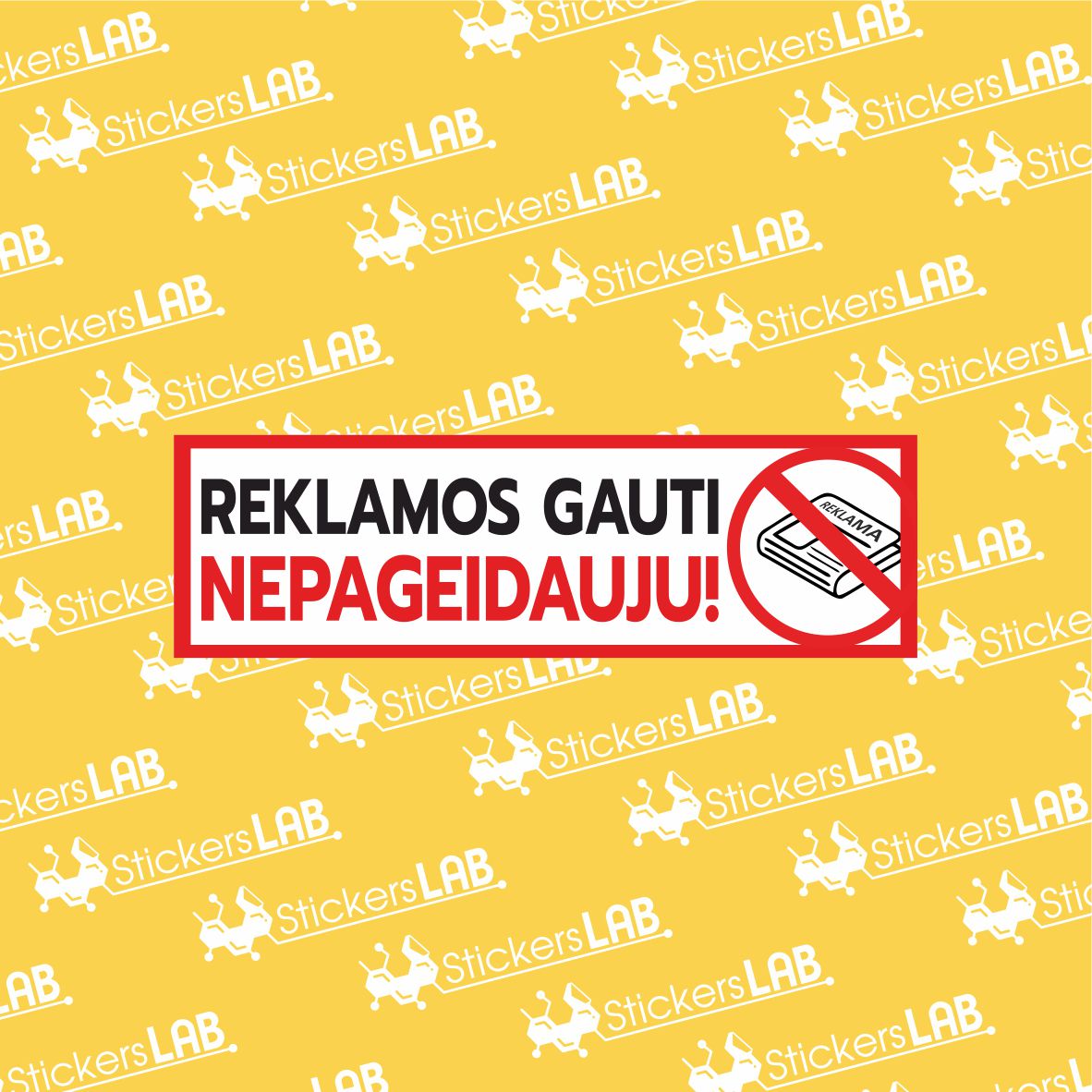 Lipdukas pašto dėžutei "REKLAMOS GAUTI NEPAGEIDAUJU!"