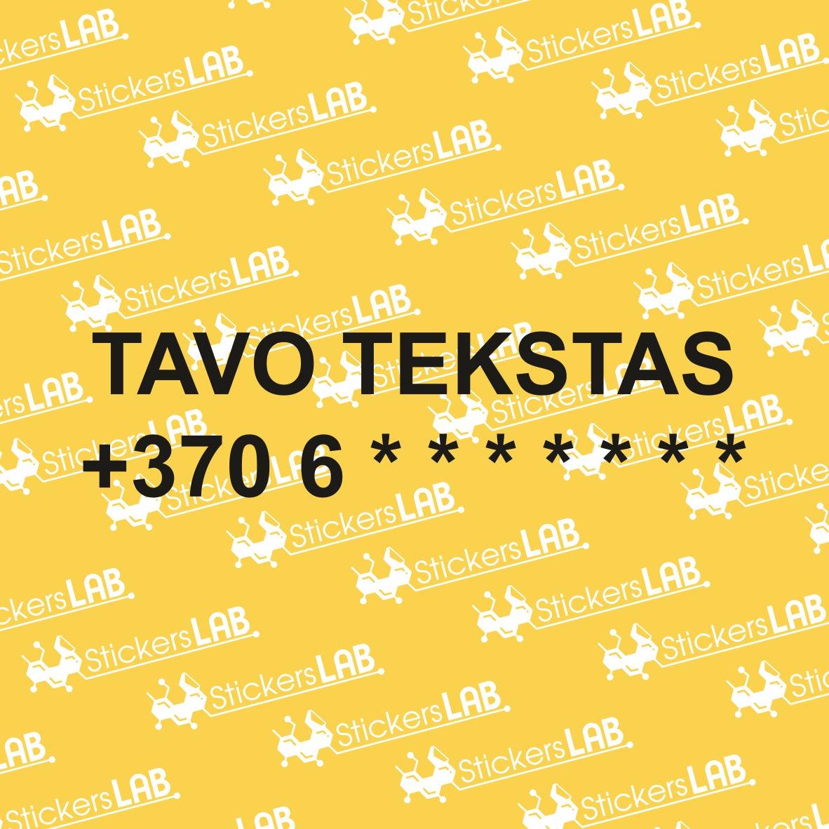 Individualus reklaminis lipdukas automobilio galui (tekstas + tel. numeris)