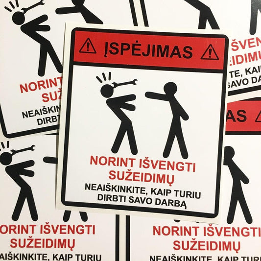 Lipdukas "ĮSPĖJIMAS" - StickersLAB