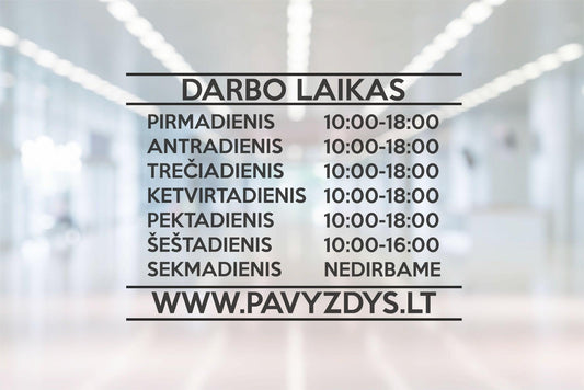 Verslo lipdukas "Darbo laikas" ant durų