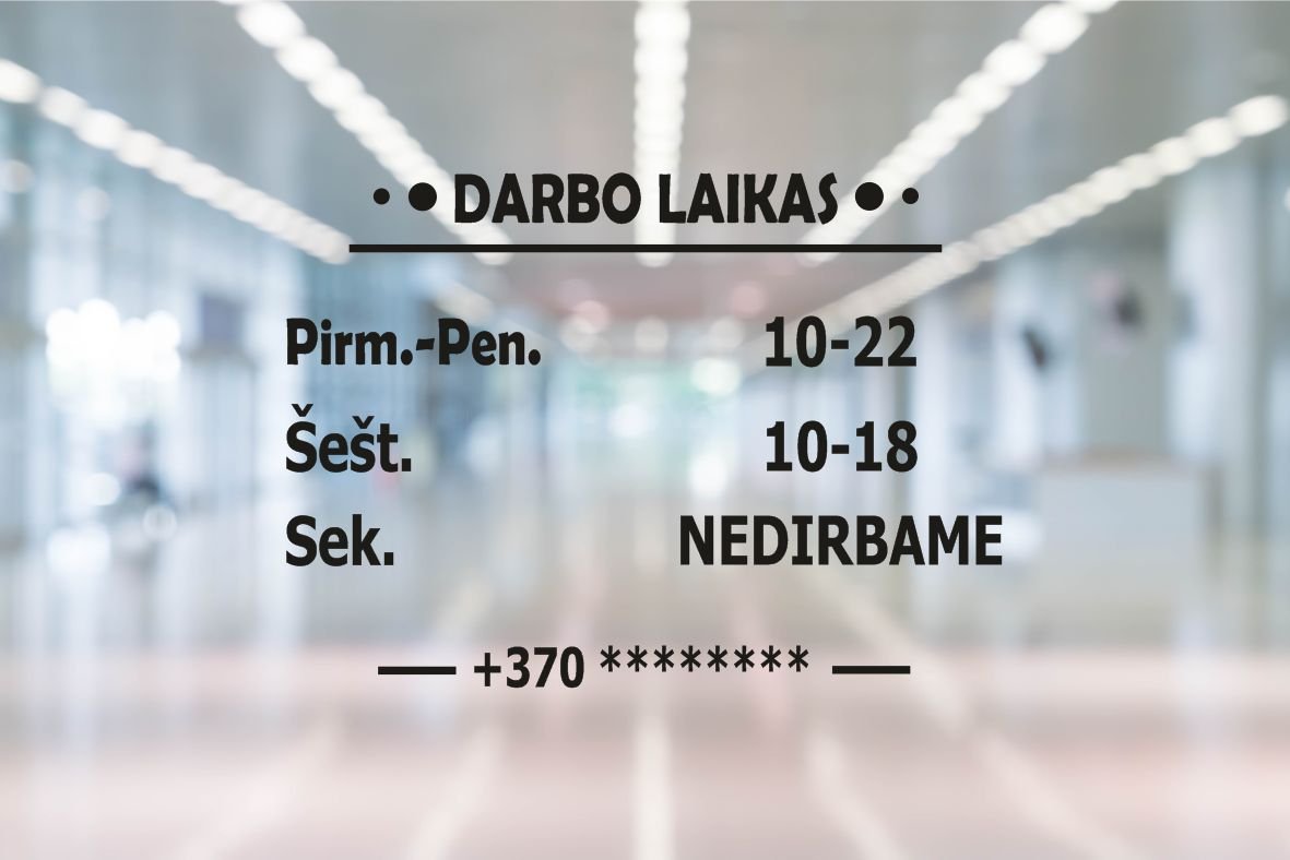 Lipdukas "Darbo laikas" ant durų (DL20) - StickersLAB