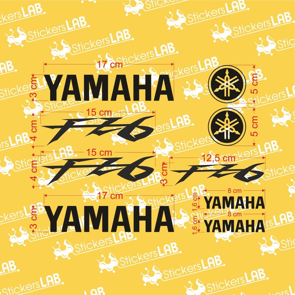 Lipdukų Yamaha FZ6 komplektas - StickersLAB