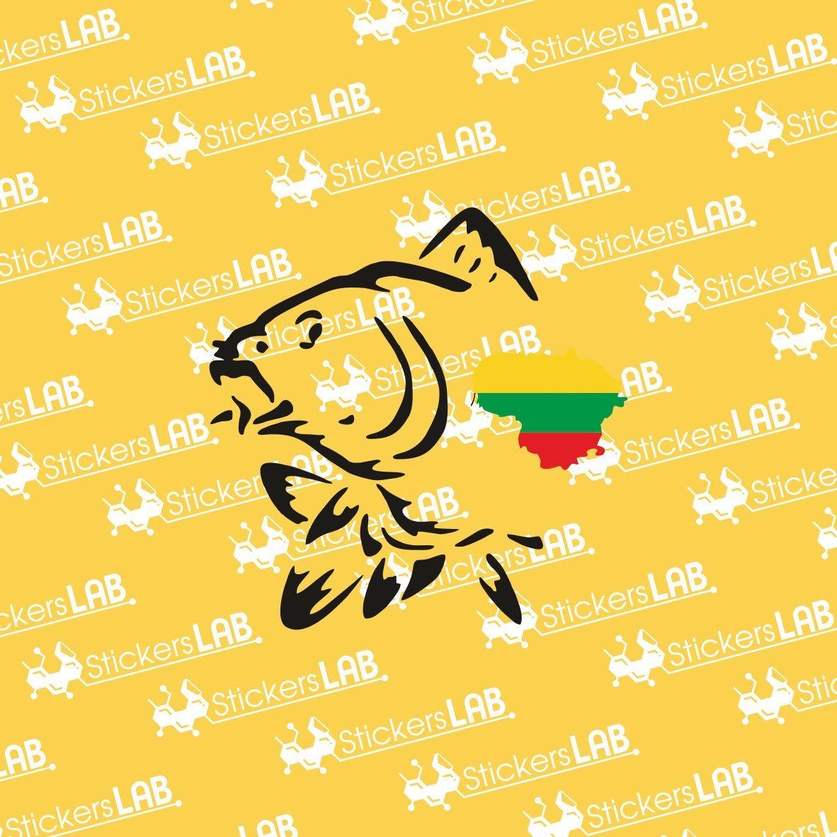 Žvejybos lipdukas žvejams žuvis Karpis LT - StickersLAB