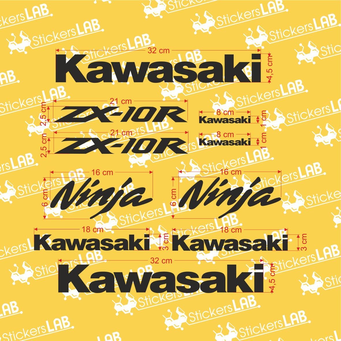 Lipdukų Kawasaki ZX-10R Ninja komplektas - StickersLAB